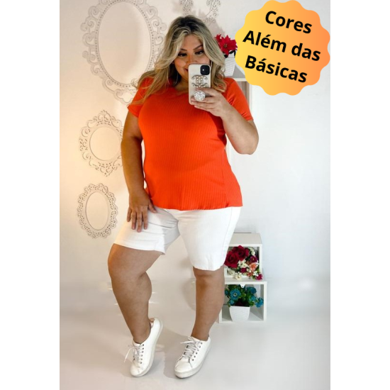 (PLUS) Blusa Canelado Liso